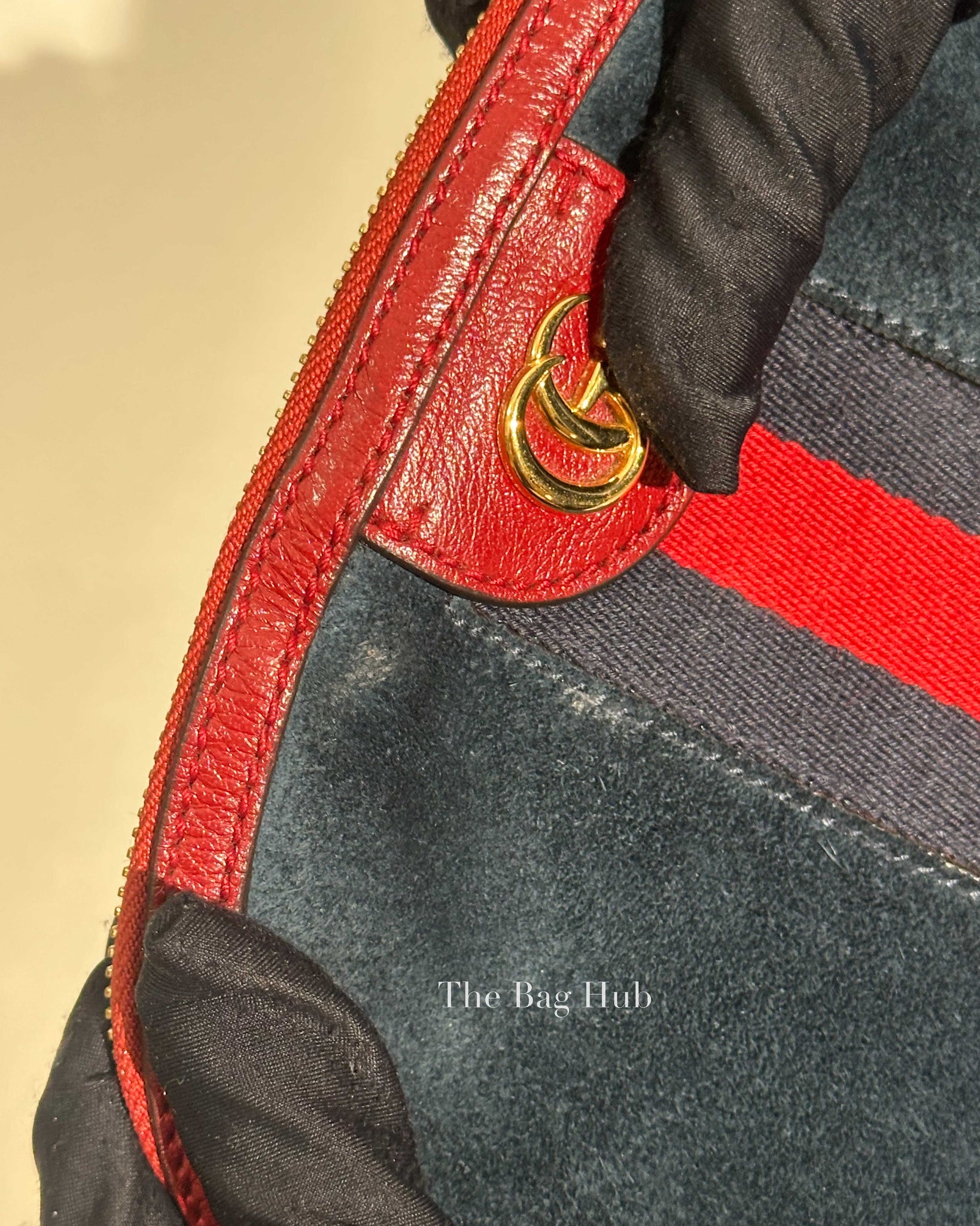 Gucci Blue Suede/Leather Web GG Ophidia Small Shoulder Bag