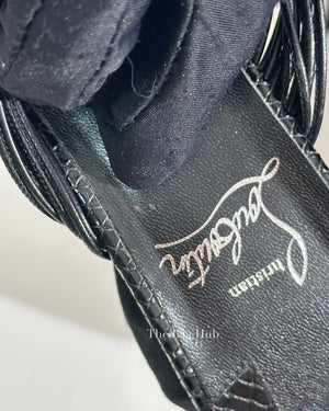 Christian Louboutin Black Leather Multitaski 70 Knotted Sandals Size 38