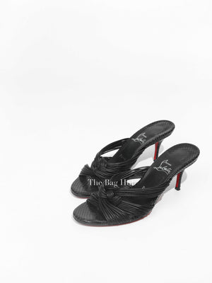 Christian Louboutin Black Leather Multitaski 70 Knotted Sandals Size 38