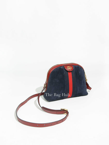 Gucci Blue Suede/Leather Web GG Ophidia Small Shoulder Bag