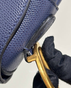 Dior Blue Grained Leather Saddle Shoulder Bag