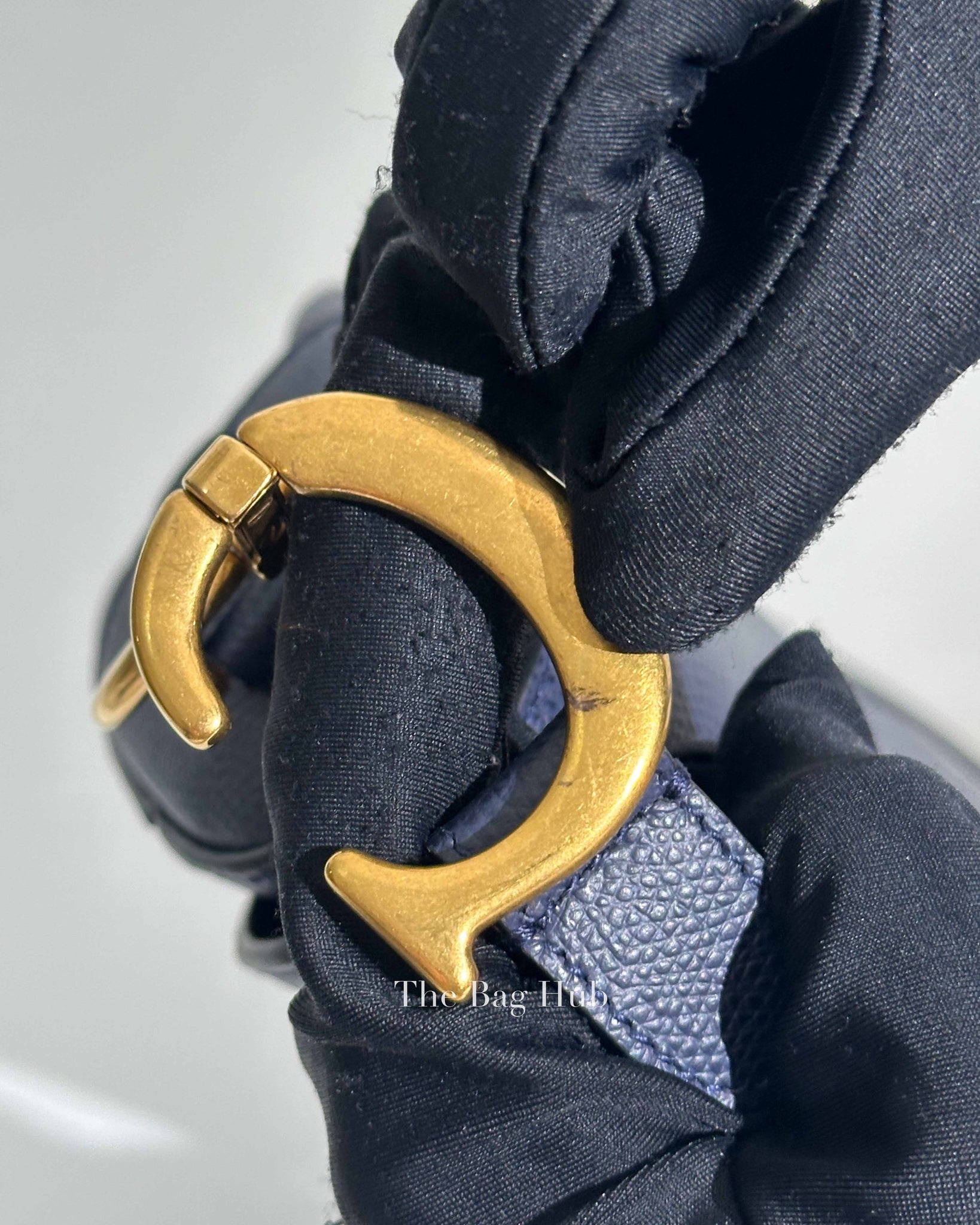 Dior Blue Grained Leather Saddle Shoulder Bag