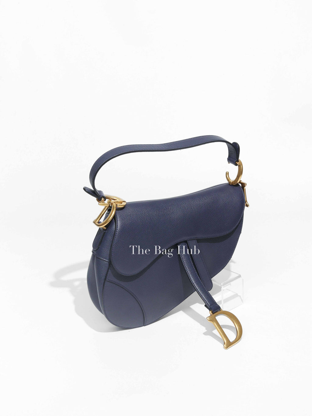 Dior Blue Grained Leather Saddle Shoulder Bag