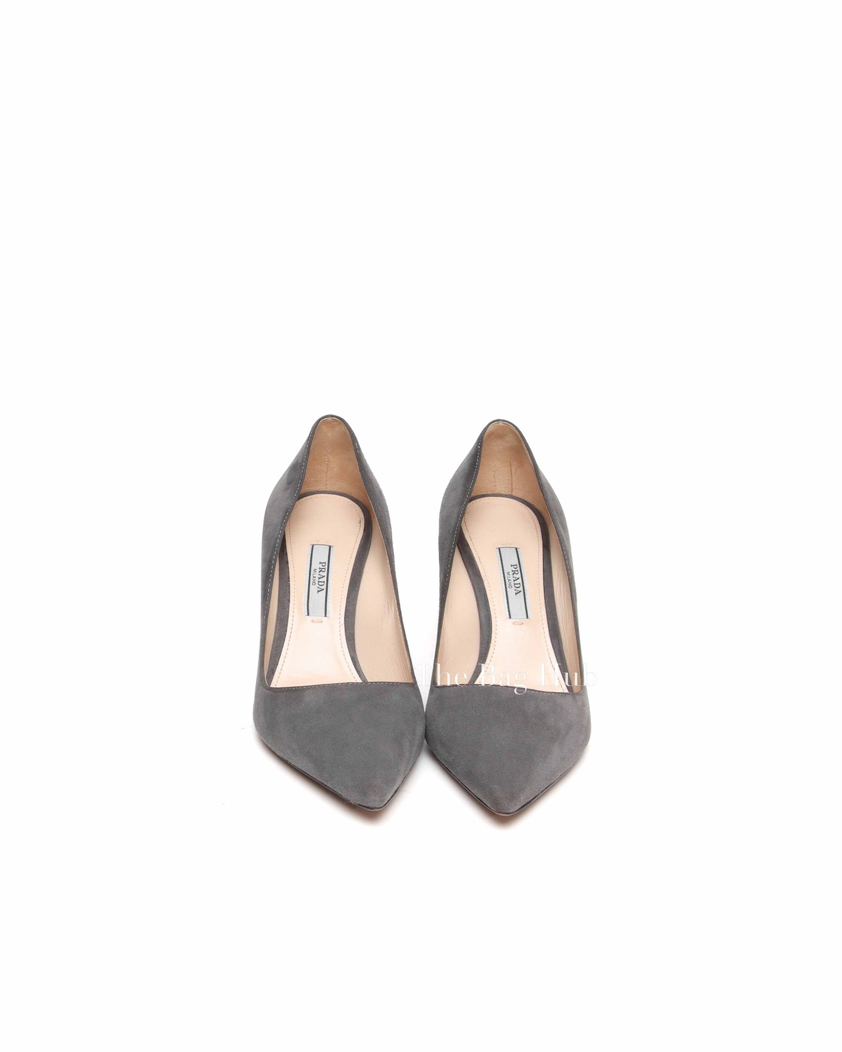 Prada Grey Suede Pointed Toe Pumps Size 36.5
