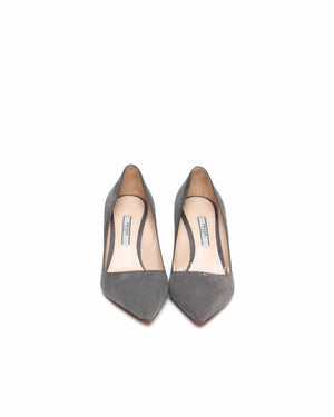 Prada Grey Suede Pointed Toe Pumps Size 36.5