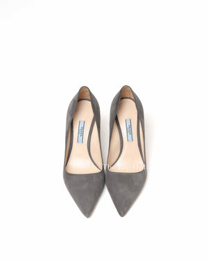 Prada Grey Suede Pointed Toe Pumps Size 36.5