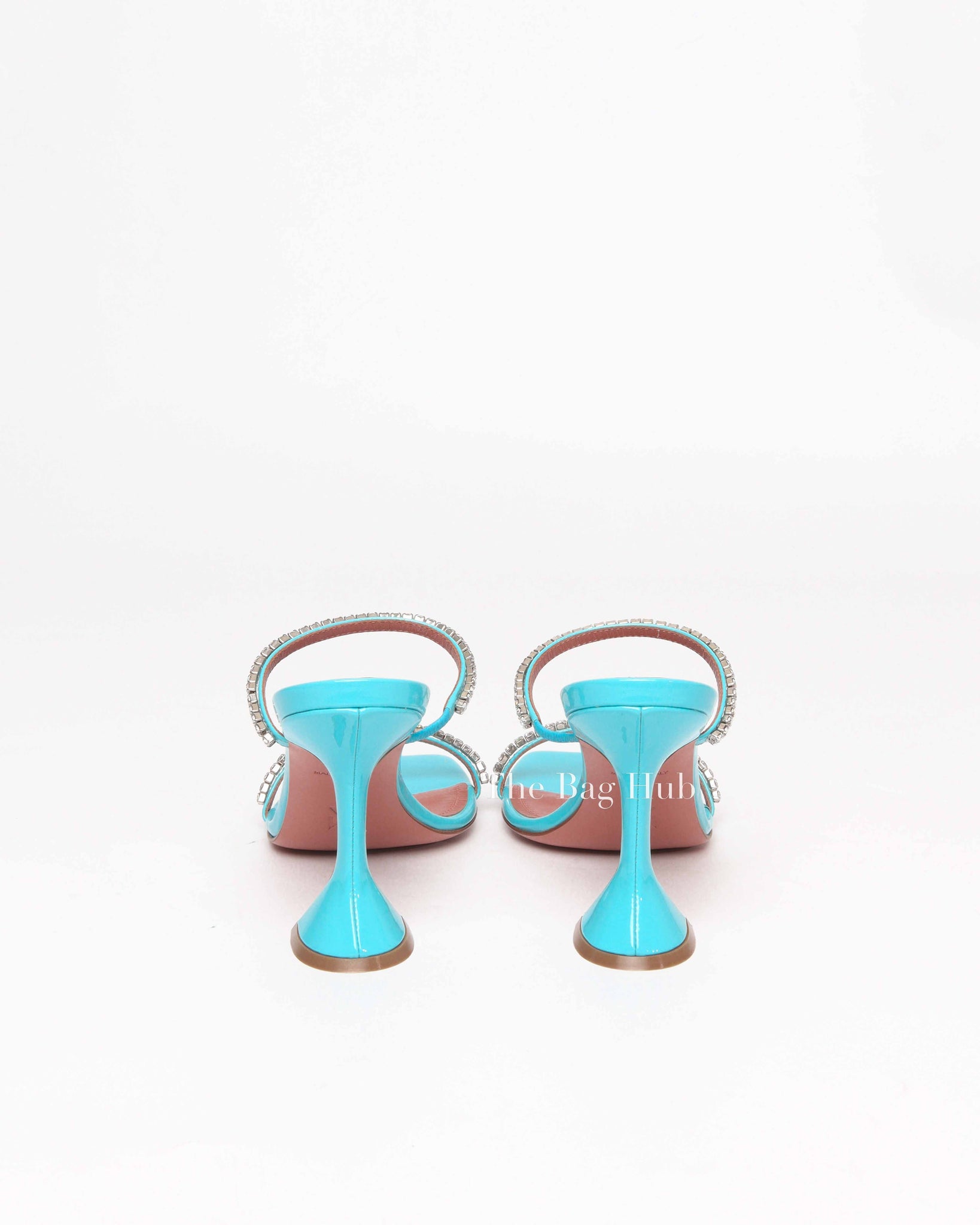 Amina Muaddi Turquoise Patent/Leather Gilda Mules Size 38