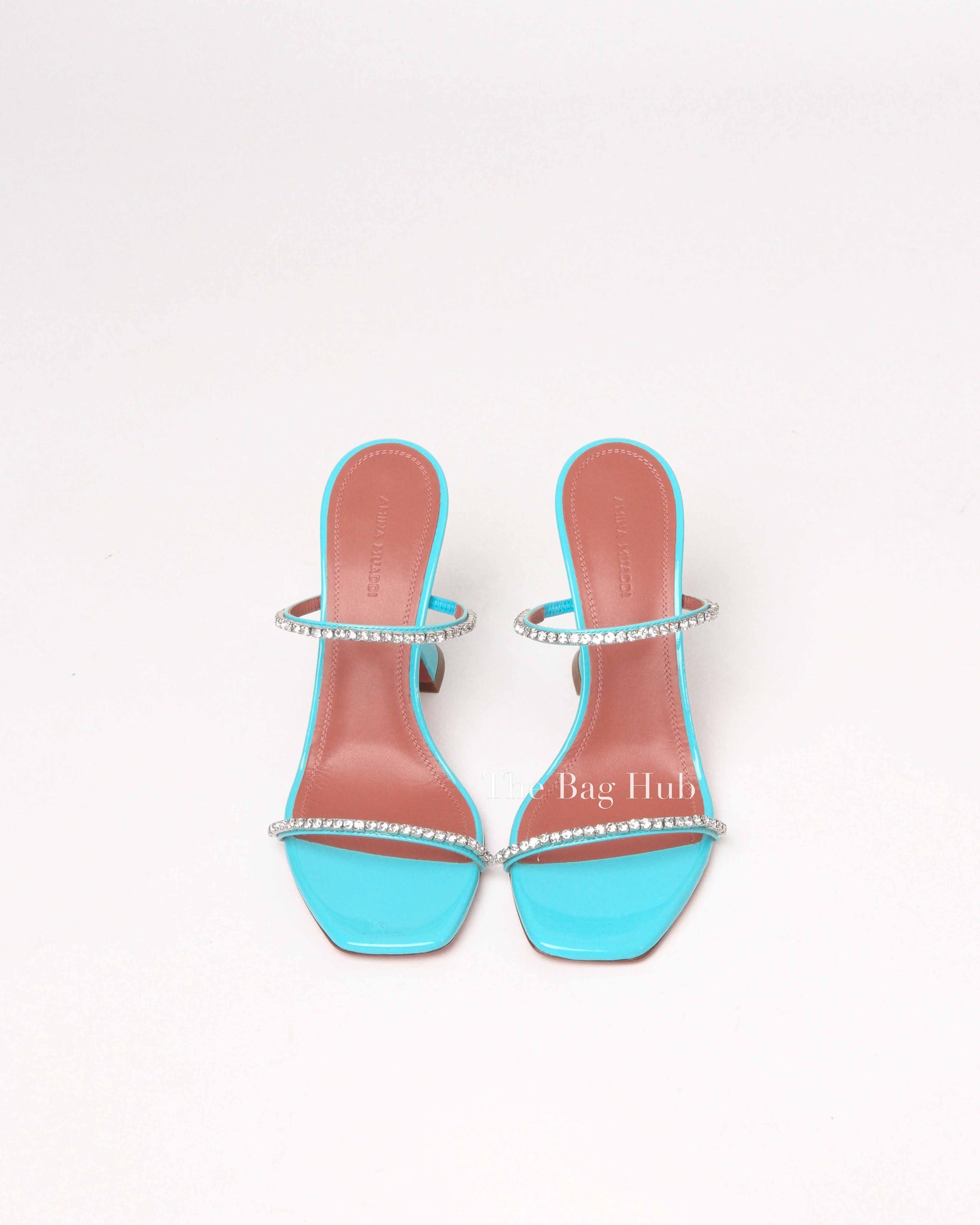 Amina Muaddi Turquoise Patent/Leather Gilda Mules Size 38