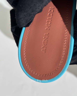 Amina Muaddi Turquoise Patent/Leather Gilda Mules Size 38