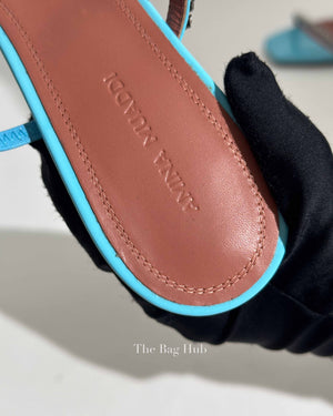 Amina Muaddi Turquoise Patent/Leather Gilda Mules Size 38