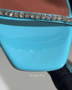 Amina Muaddi Turquoise Patent/Leather Gilda Mules Size 38