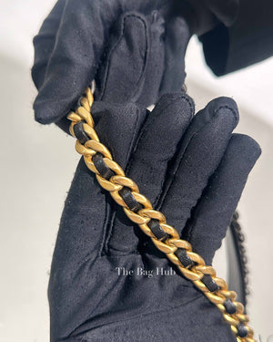Chanel Black Shiny Lambskin Quilted C19 Clutch w/ Chain