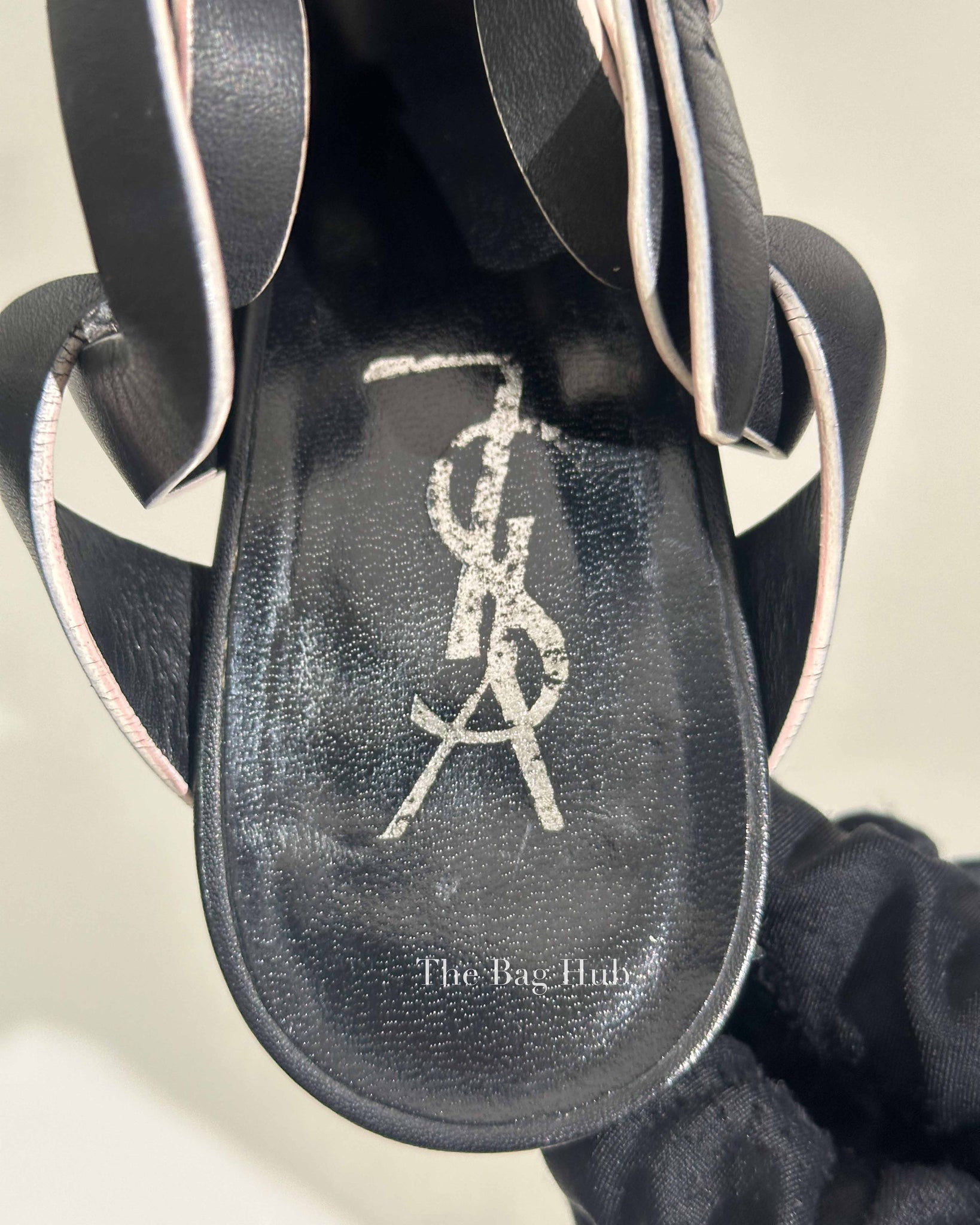 Saint Laurent Black Leather Tribute 105MM Platform Sandals Size 37