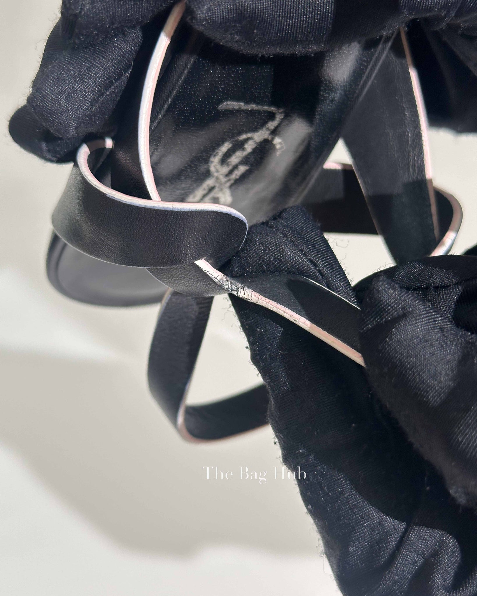 Saint Laurent Black Leather Tribute 105MM Platform Sandals Size 37