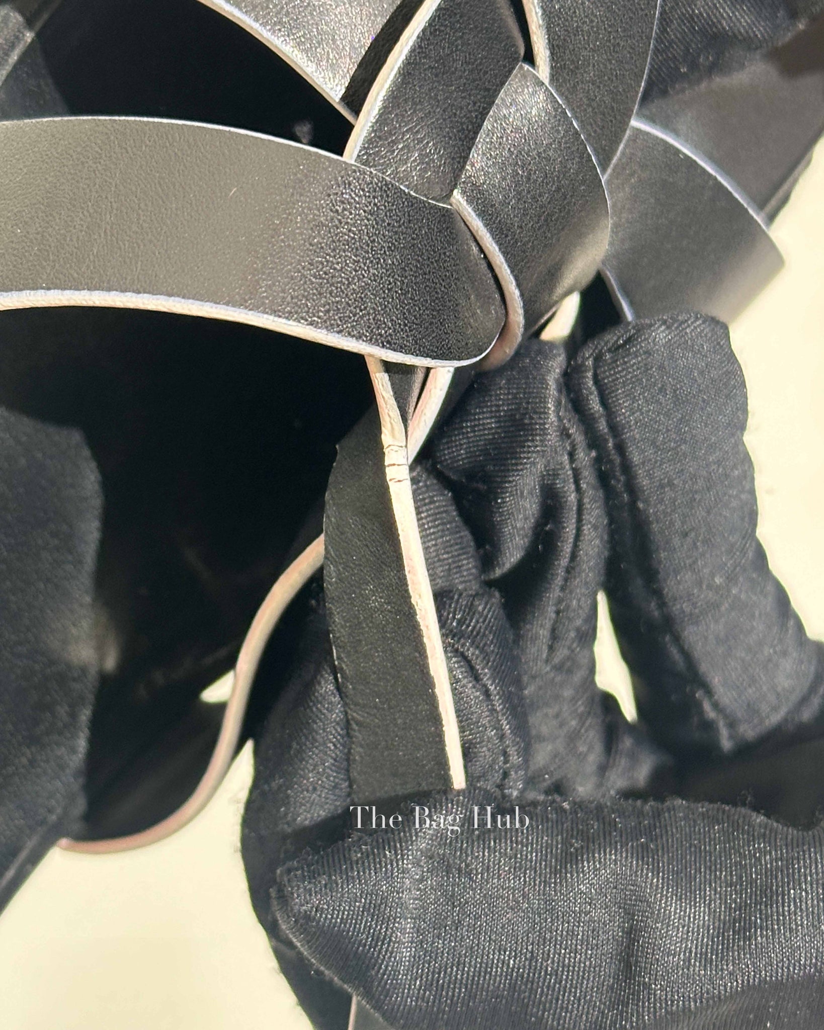 Saint Laurent Black Leather Tribute 105MM Platform Sandals Size 37