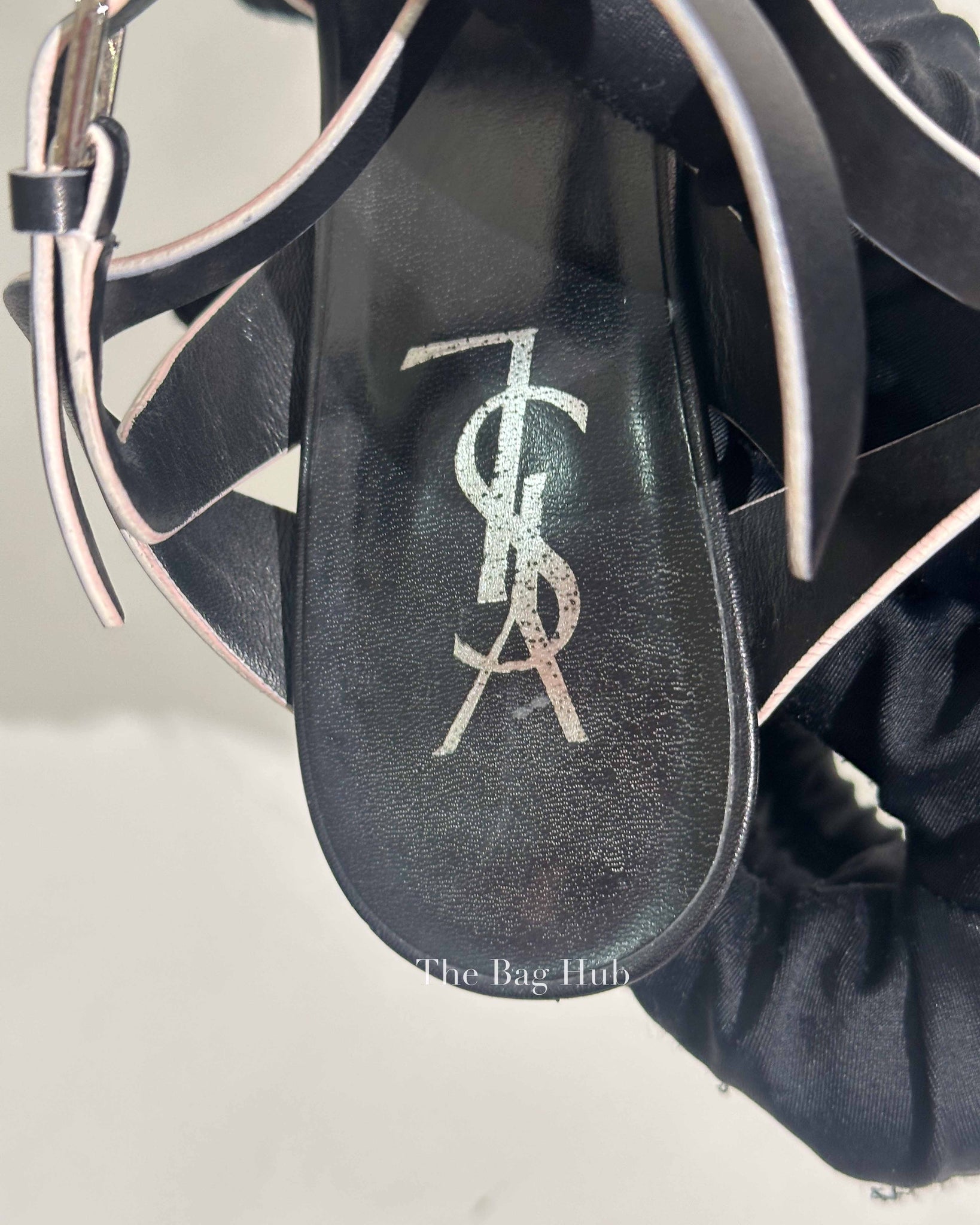 Saint Laurent Black Leather Tribute 105MM Platform Sandals Size 37