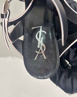 Saint Laurent Black Leather Tribute 105MM Platform Sandals Size 37
