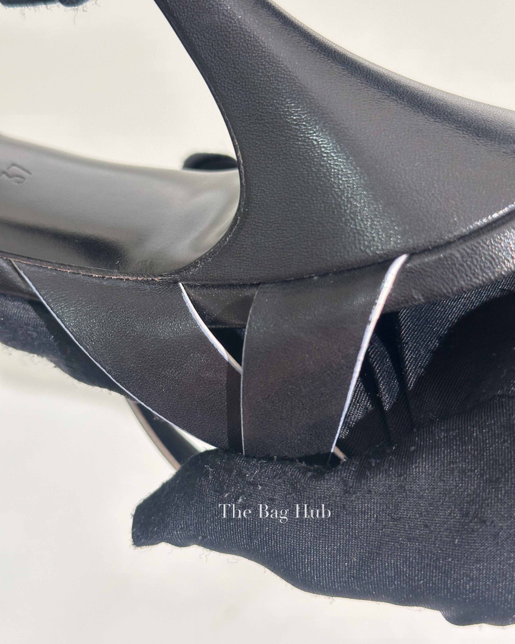 Saint Laurent Black Leather Tribute 105MM Platform Sandals Size 37
