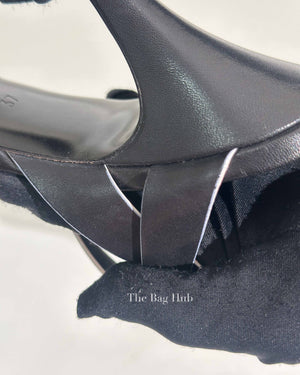 Saint Laurent Black Leather Tribute 105MM Platform Sandals Size 37