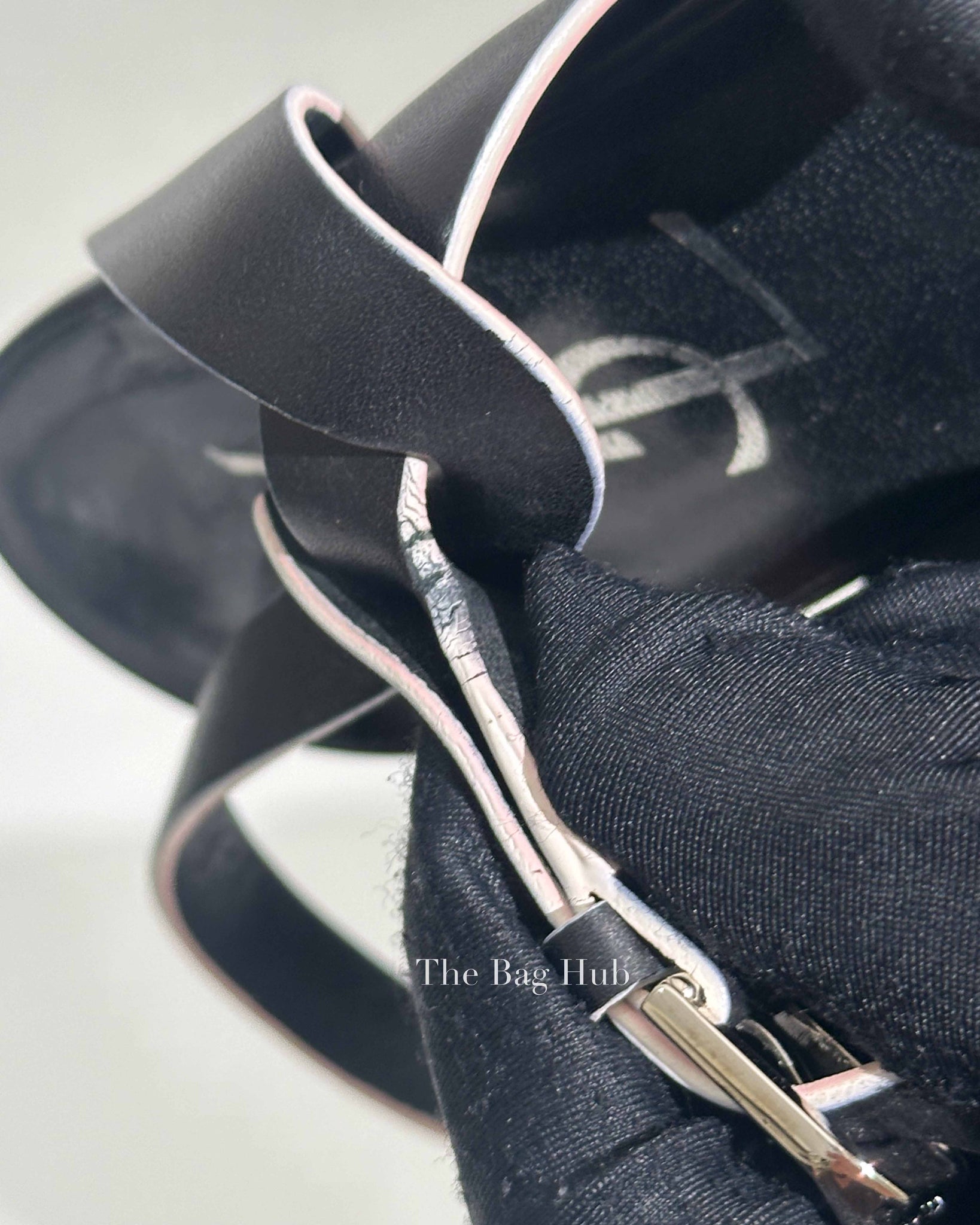 Saint Laurent Black Leather Tribute 105MM Platform Sandals Size 37