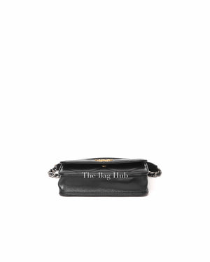Chanel Black Shiny Lambskin Quilted C19 Clutch w/ Chain