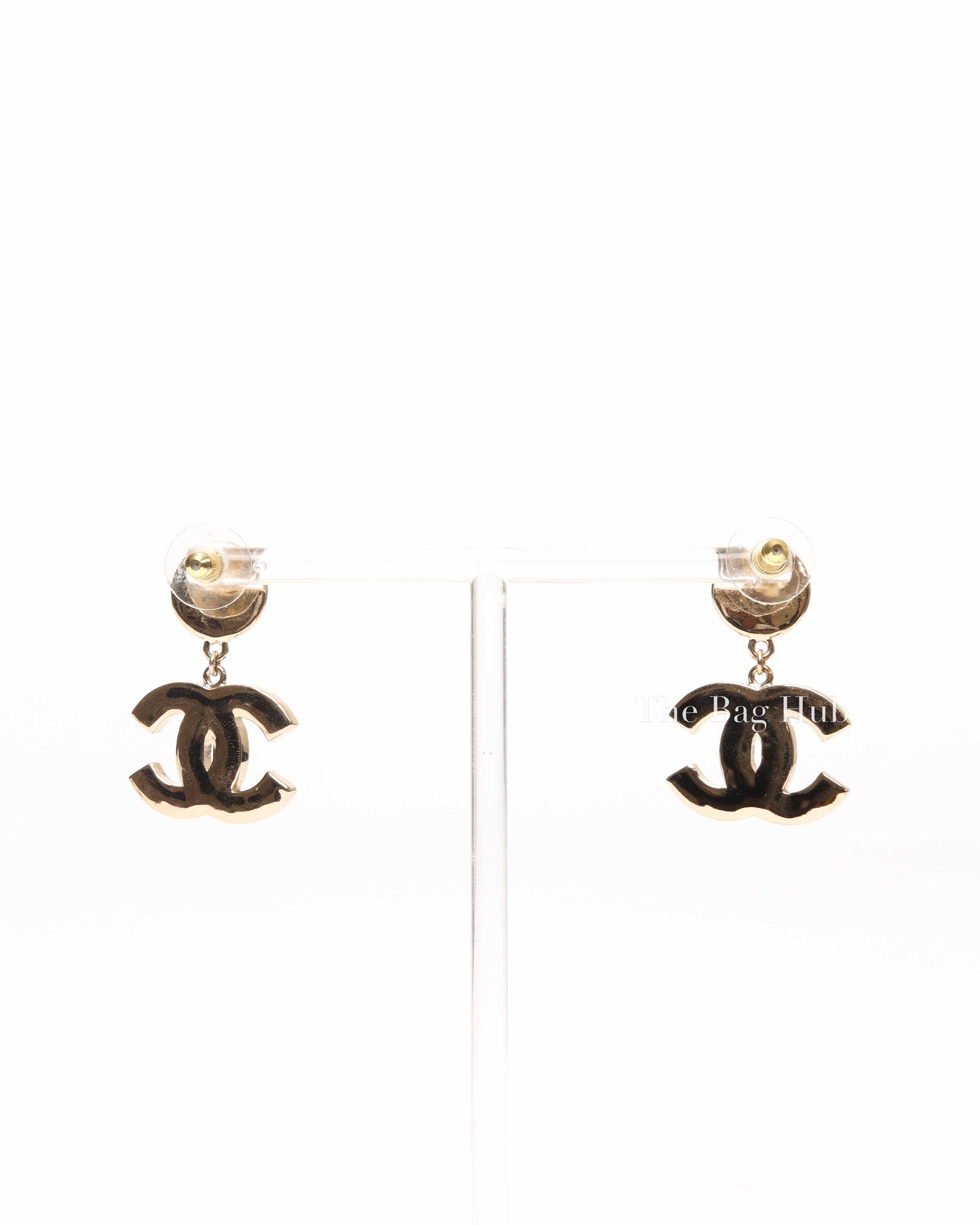 Chanel Black/Gold CC Pearl Dangle Drop Earrings