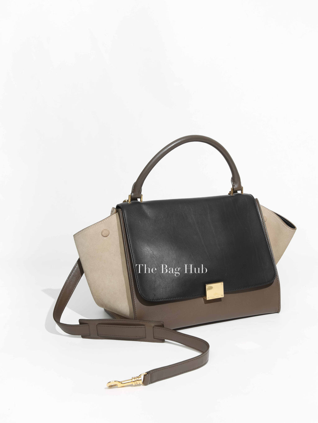 Celine Beige/Brown/Black Suede/Leather Medium Trapeze Bag