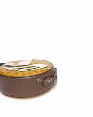 Gucci x Adidas Brown/Beige Monogram Coated Canvas/Leather Small Ophidia Round Bag