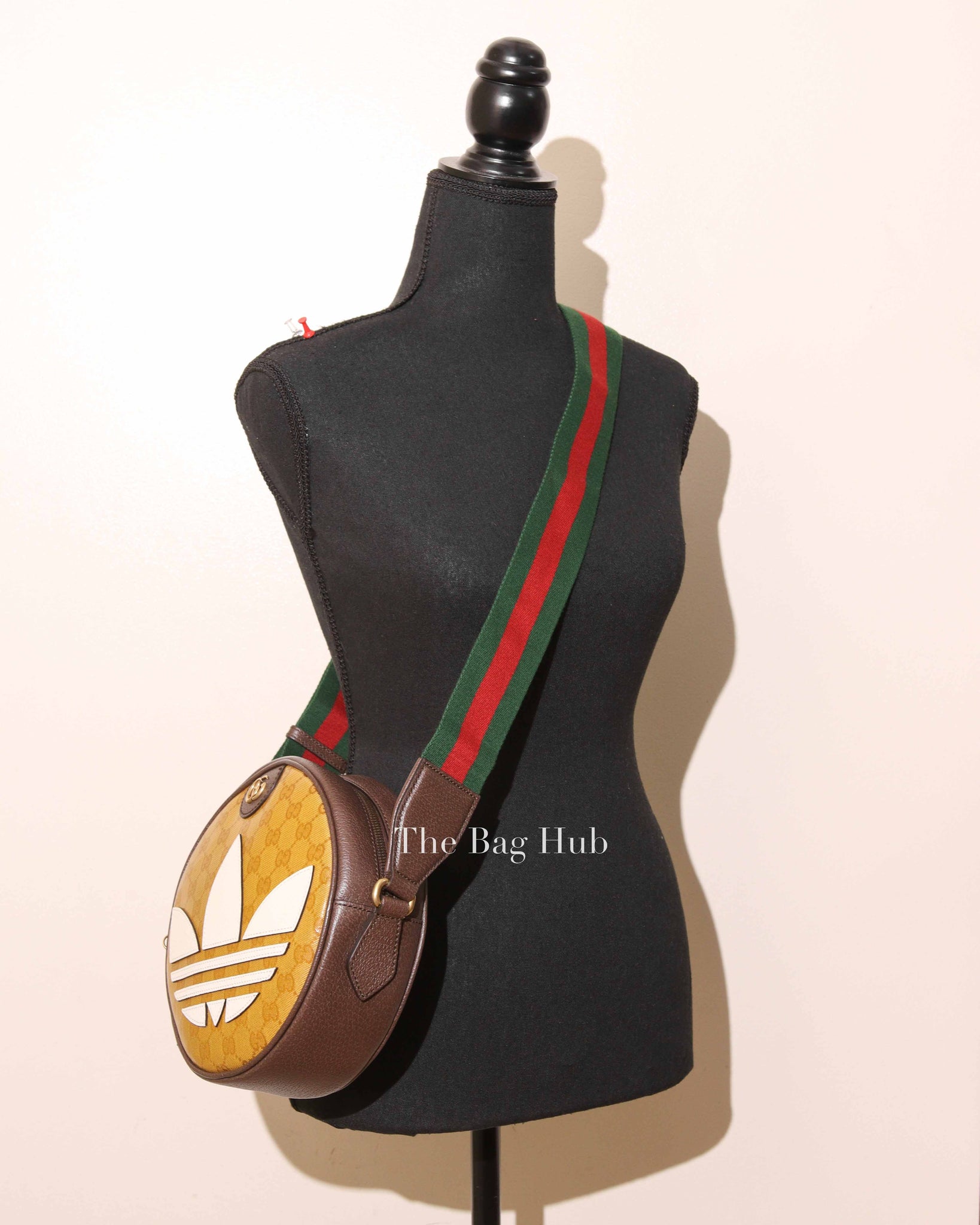 Gucci x Adidas Brown/Beige Monogram Coated Canvas/Leather Small Ophidia Round Bag