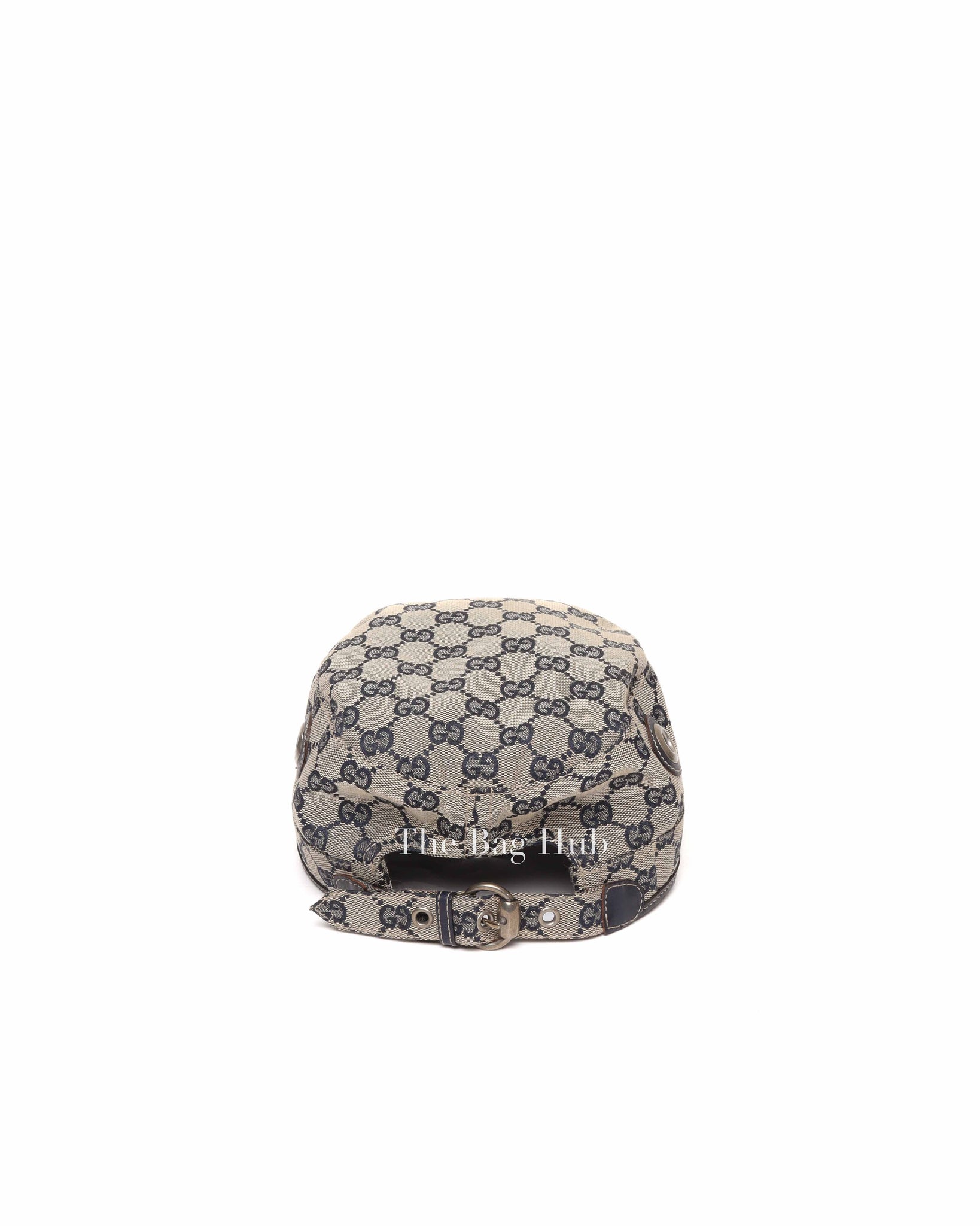 Gucci Brown & Blue Canvas Print Eyelet Detail Guccisima Military Small Hat