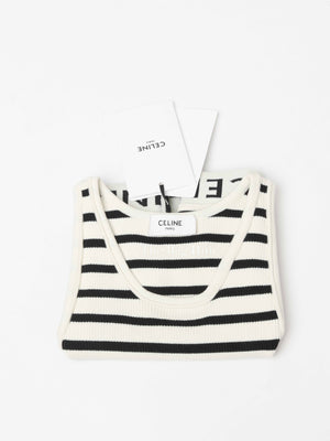 Celine Cream/Navy Cotton Athletic Knit Bra Size XS
