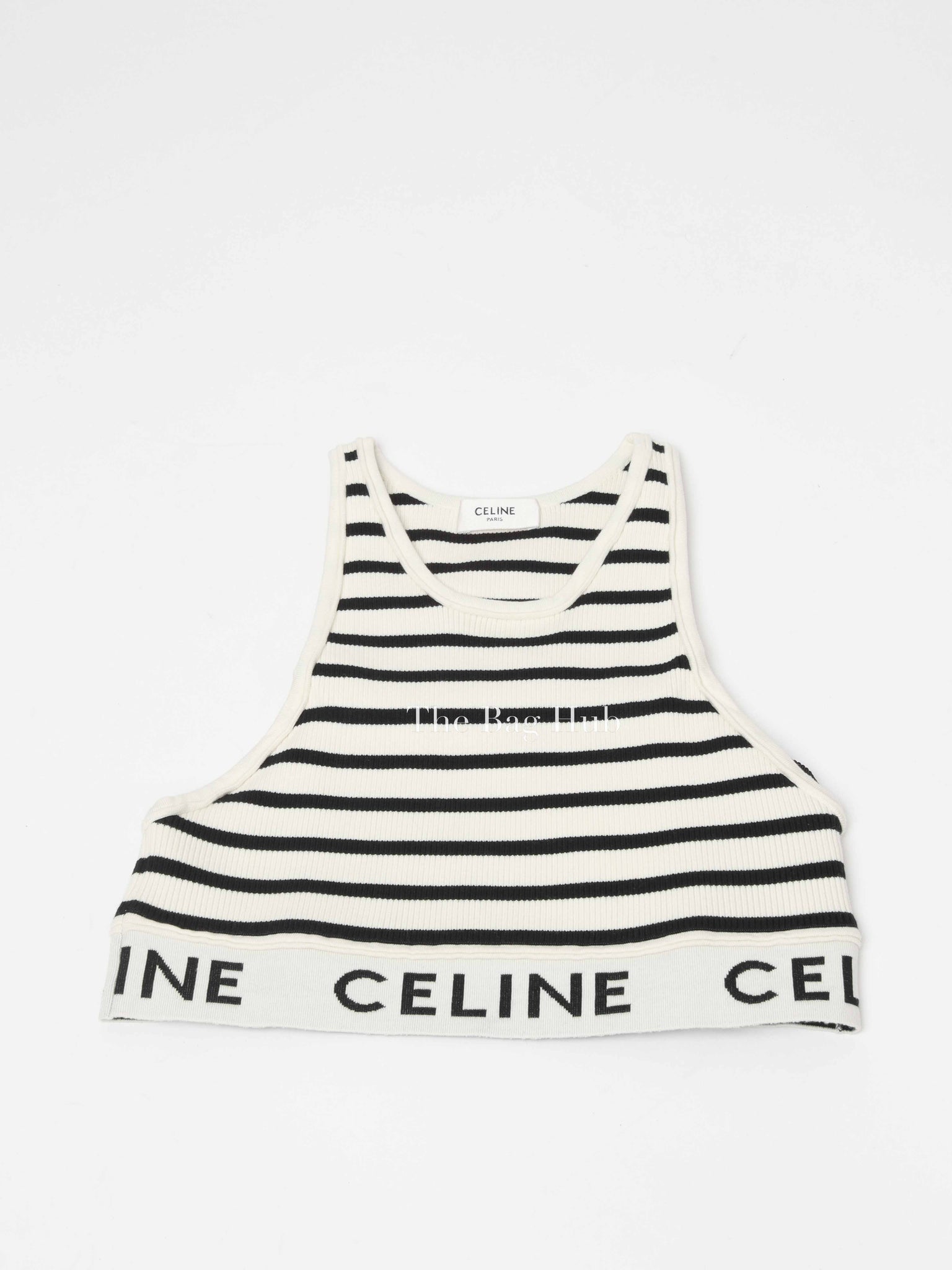 Celine Cream/Navy Cotton Athletic Knit Bra Size XS