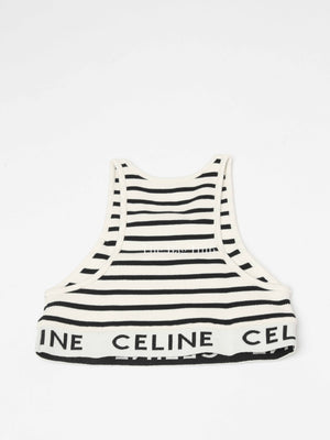 Celine Cream/Navy Cotton Athletic Knit Bra Size XS
