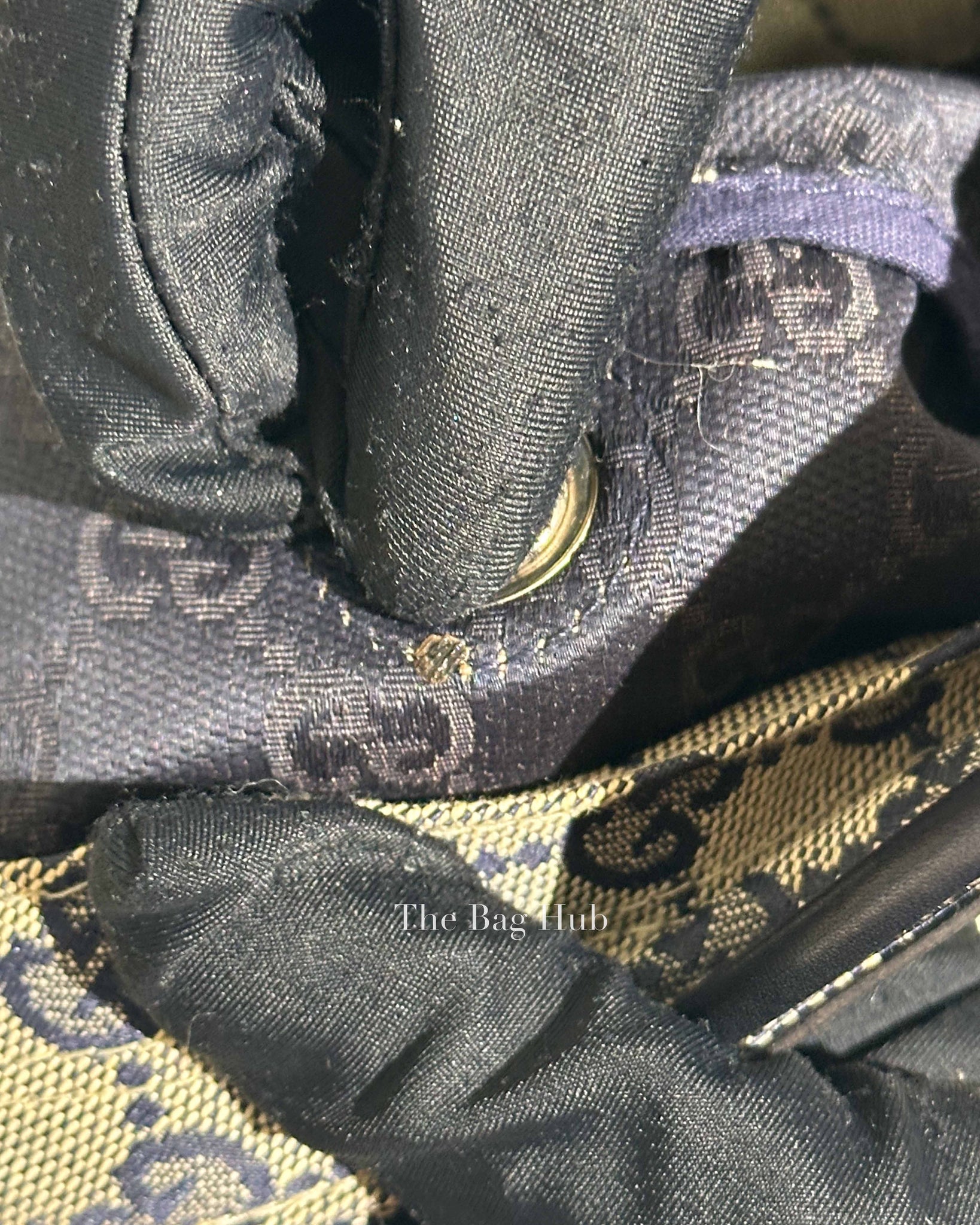 Gucci Brown & Blue Canvas Print Eyelet Detail Guccisima Military Small Hat