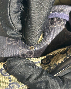 Gucci Brown & Blue Canvas Print Eyelet Detail Guccisima Military Small Hat