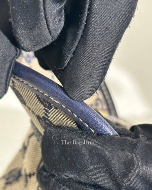 Gucci Brown & Blue Canvas Print Eyelet Detail Guccisima Military Small Hat