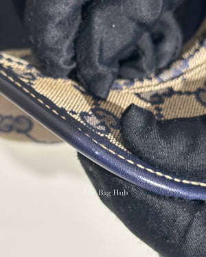 Gucci Brown & Blue Canvas Print Eyelet Detail Guccisima Military Small Hat