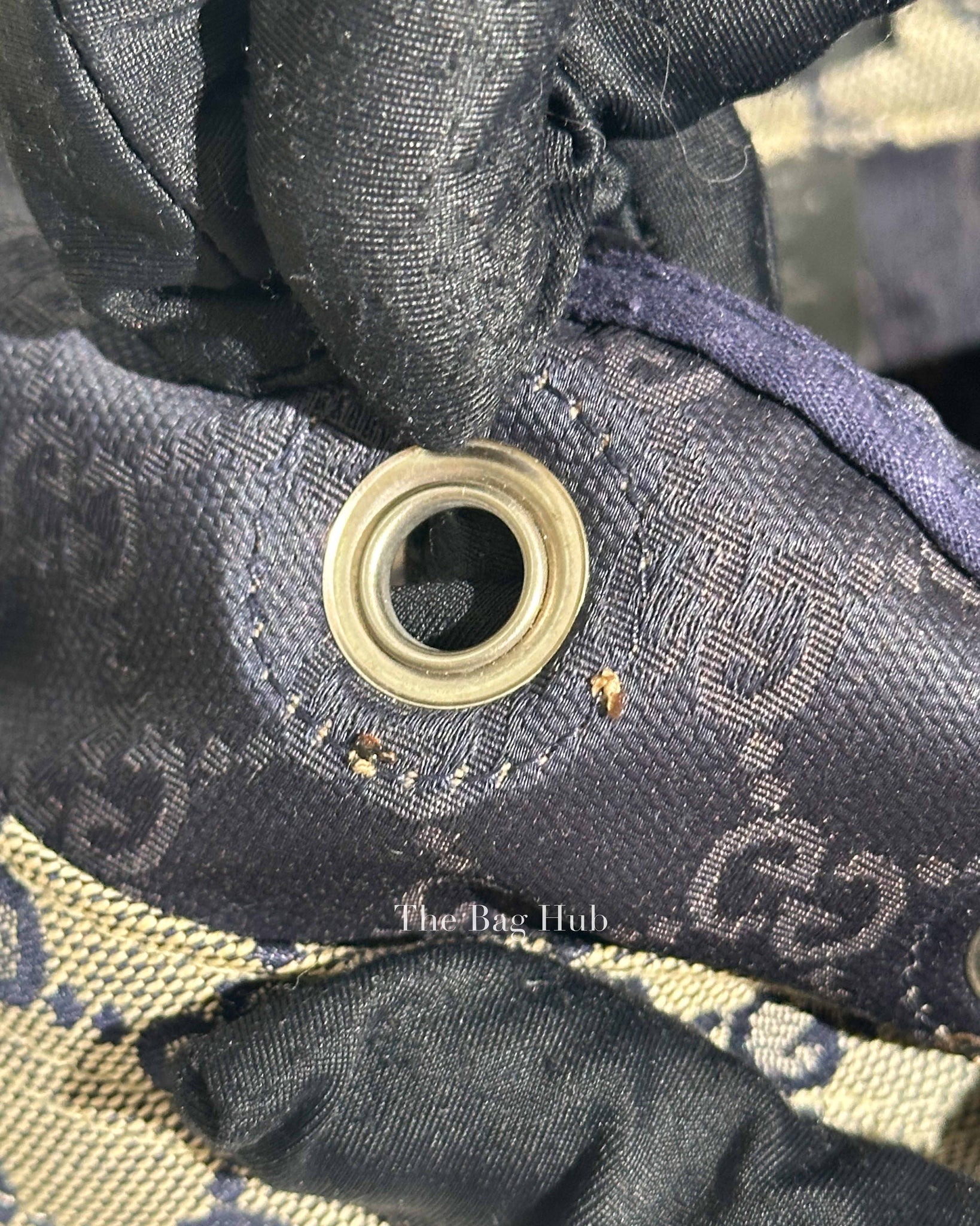 Gucci Brown & Blue Canvas Print Eyelet Detail Guccisima Military Small Hat