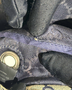 Gucci Brown & Blue Canvas Print Eyelet Detail Guccisima Military Small Hat