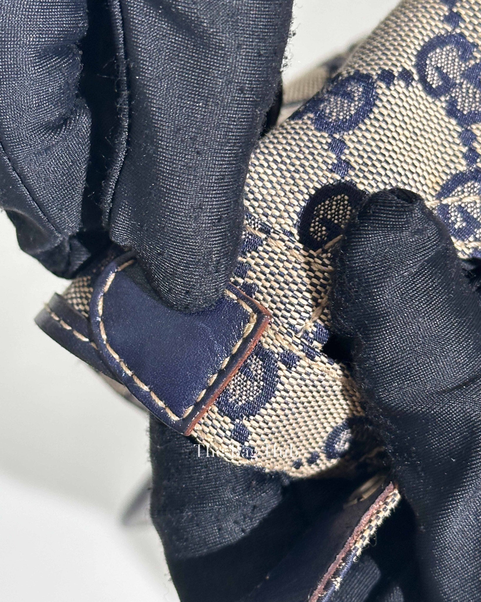 Gucci Brown & Blue Canvas Print Eyelet Detail Guccisima Military Small Hat
