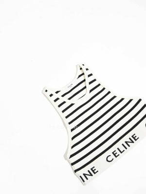 Celine Cream/Navy Cotton Athletic Knit Bra Size XS