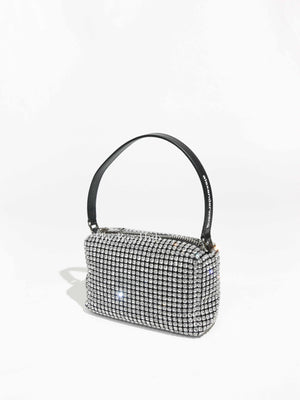 Alexander Wang Silver Crystal Embellished Mesh Heiress Pouch