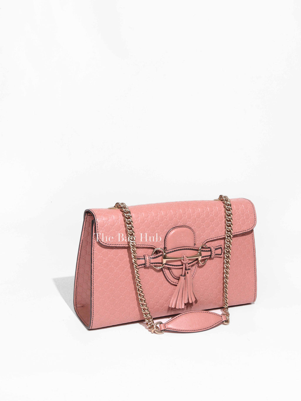 Gucci Old Rose Leather Emily Chain Microguccissima Medium Shoulder Bag