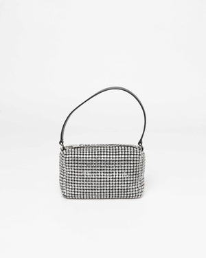Alexander Wang Silver Crystal Embellished Mesh Heiress Pouch Bag