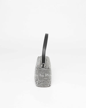 Alexander Wang Silver Crystal Embellished Mesh Heiress Pouch Bag