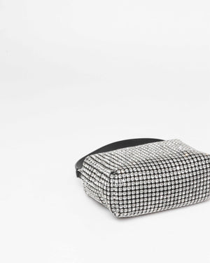 Alexander Wang Silver Crystal Embellished Mesh Heiress Pouch Bag
