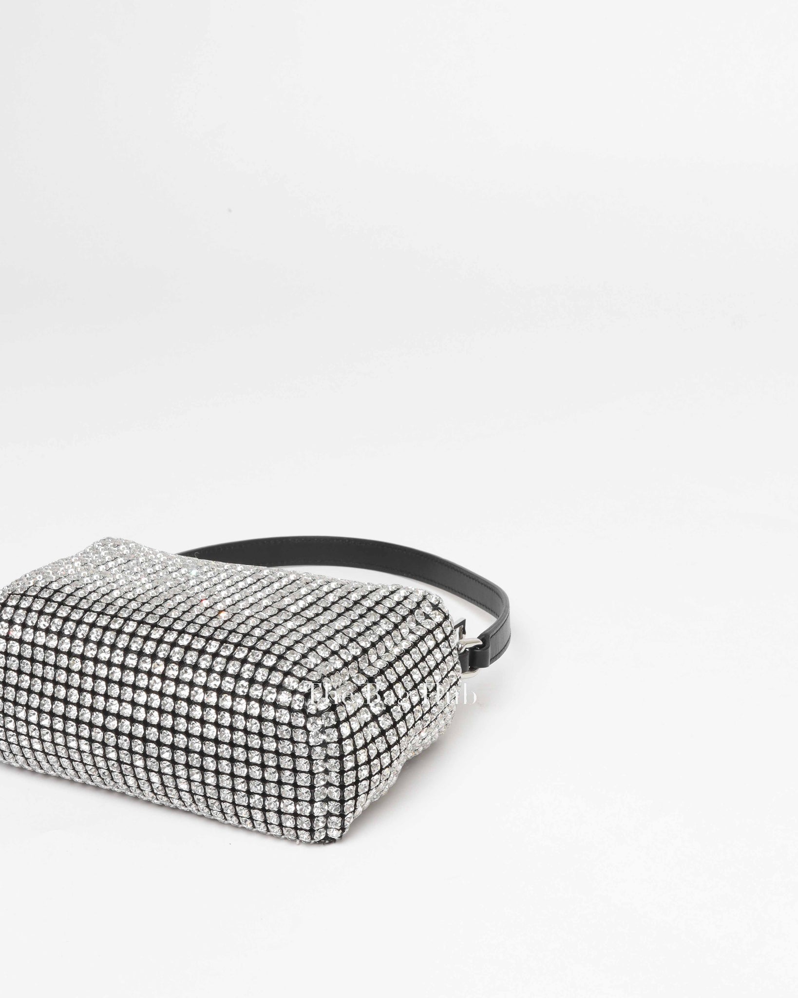 Alexander Wang Silver Crystal Embellished Mesh Heiress Pouch Bag