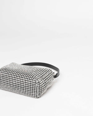Alexander Wang Silver Crystal Embellished Mesh Heiress Pouch Bag