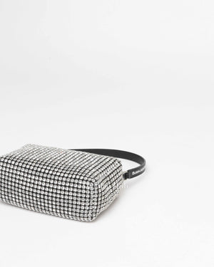 Alexander Wang Silver Crystal Embellished Mesh Heiress Pouch Bag