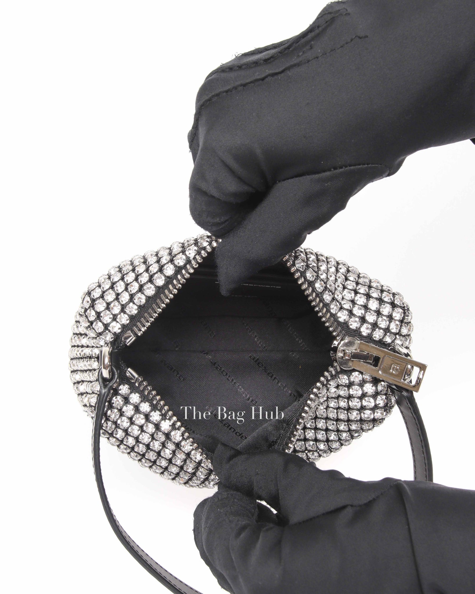 Alexander Wang Silver Crystal Embellished Mesh Heiress Pouch Bag